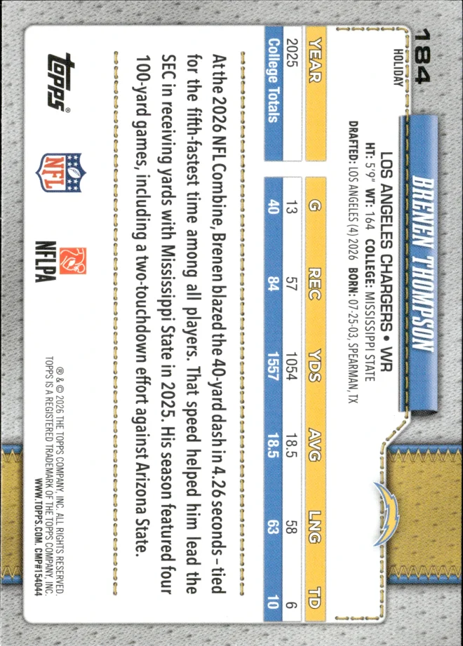 Brenen Thompson card back