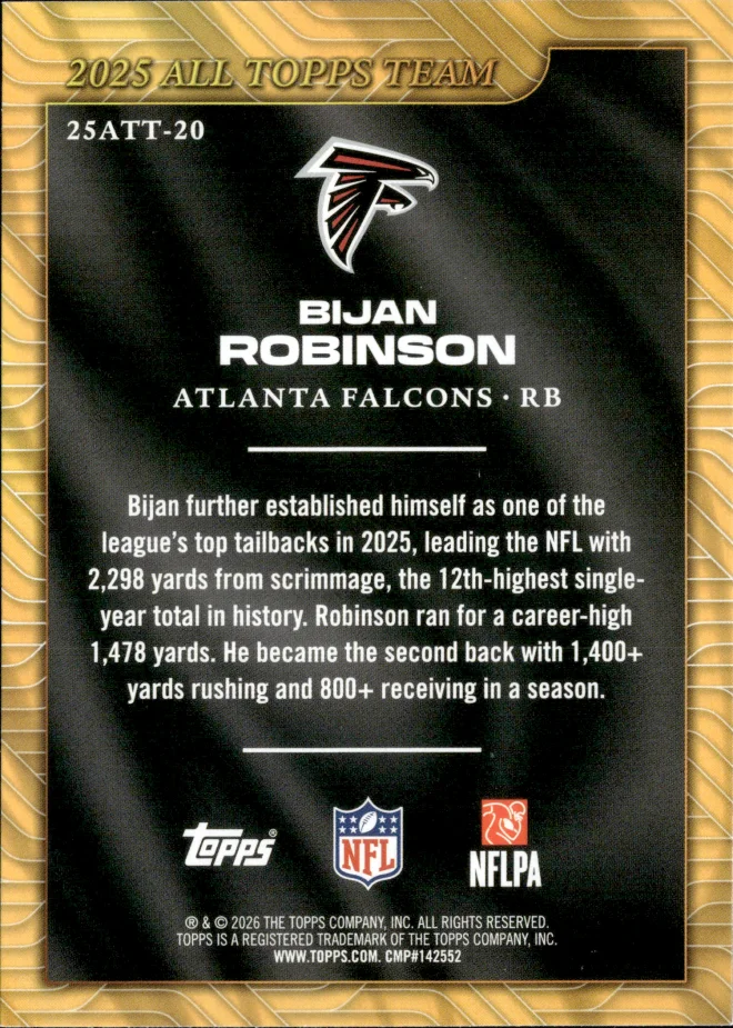 Bijan Robinson card back
