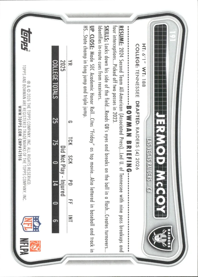 Jermod McCoy card back