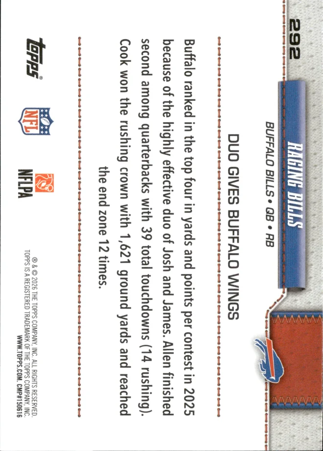 Josh Allen / James Cook card back
