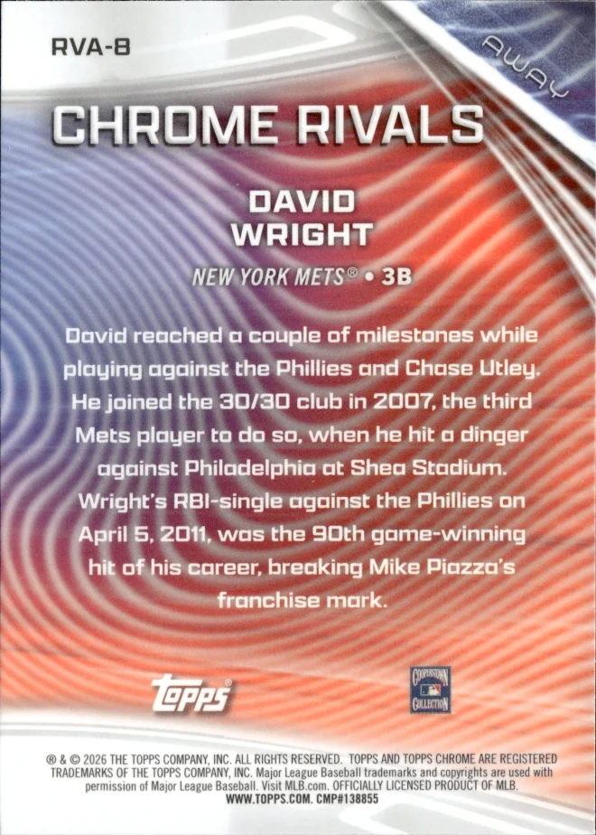 David Wright card back
