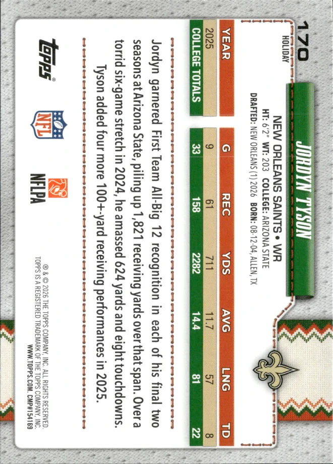 Jordyn Tyson card back