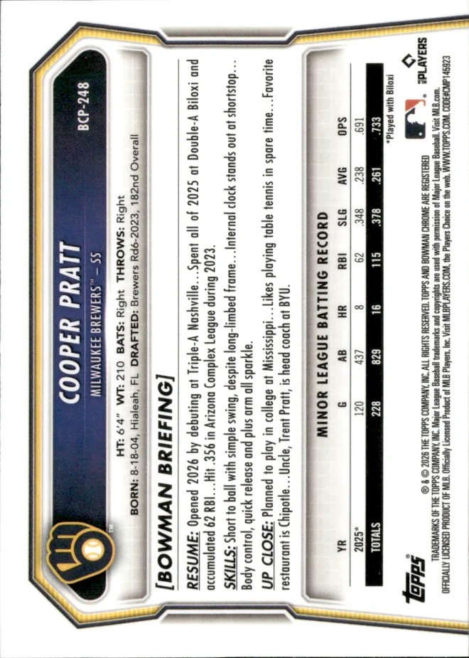 Cooper Pratt card back