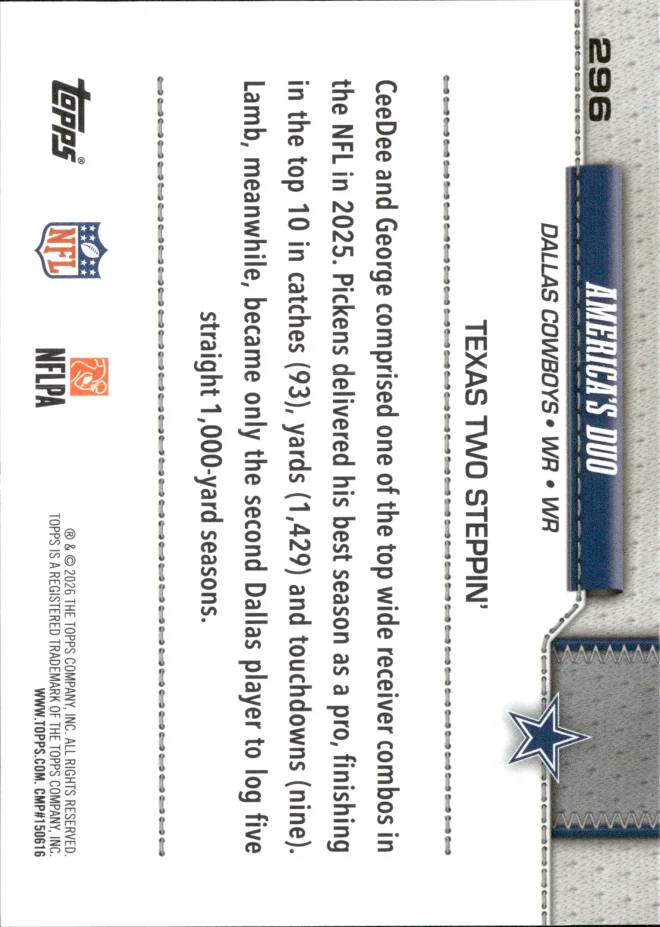 CeeDee Lamb & George Pickens card back