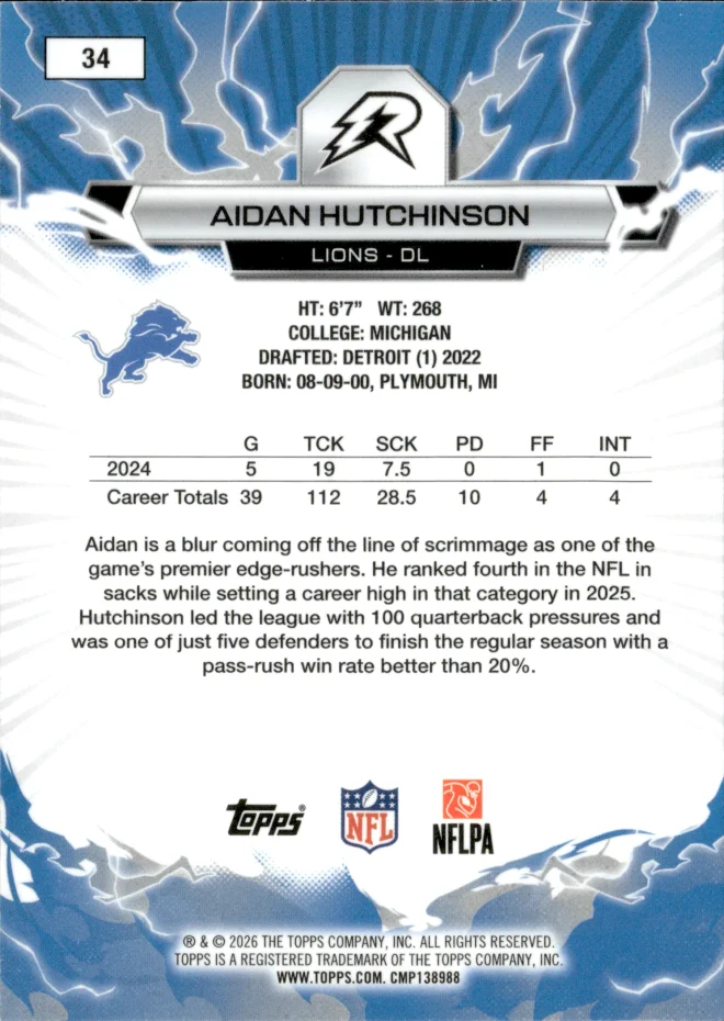Aidan Hutchinson card back