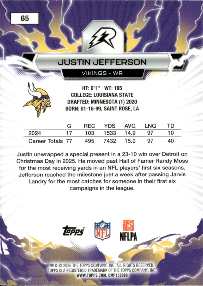 Justin Jefferson card back