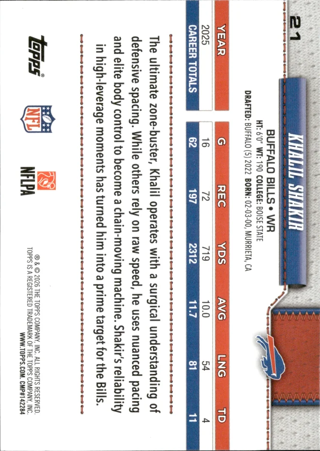 Khalil Shakir card back
