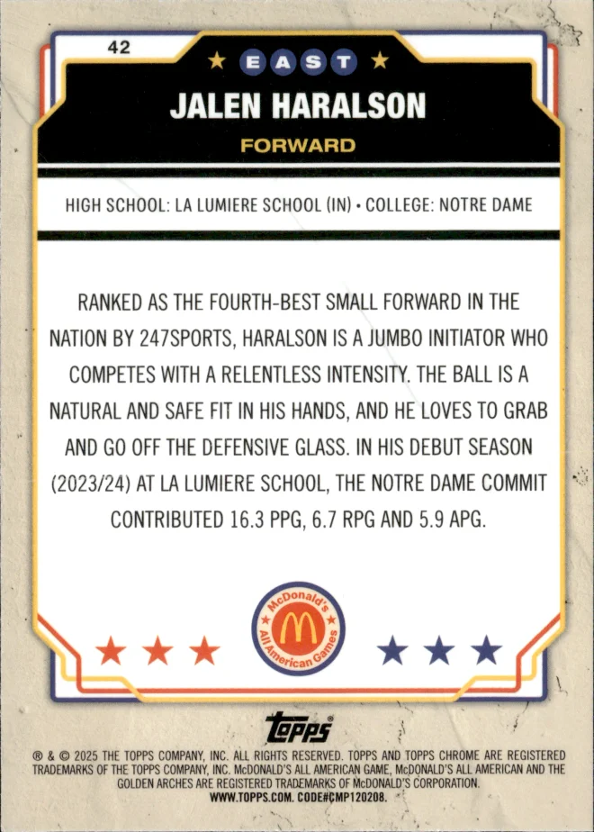 Jalen Haralson card back