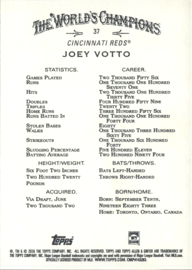 Joey Votto card back