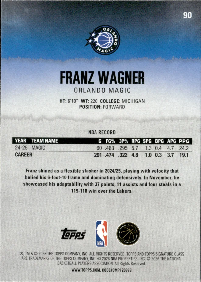 Franz Wagner card back