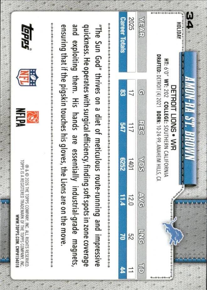 Amon-Ra St. Brown card back