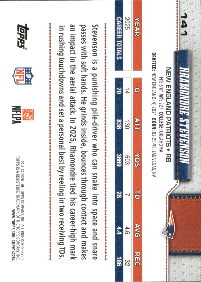 Rhamondre Stevenson card back