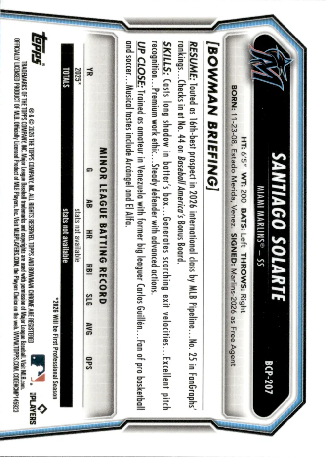 Santiago Solarte card back