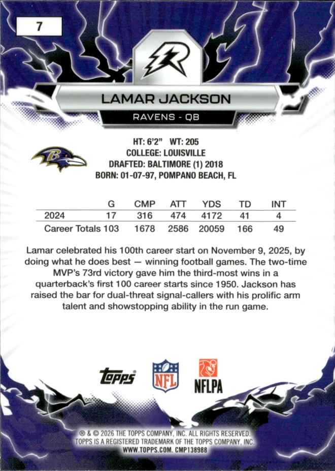 Lamar Jackson card back