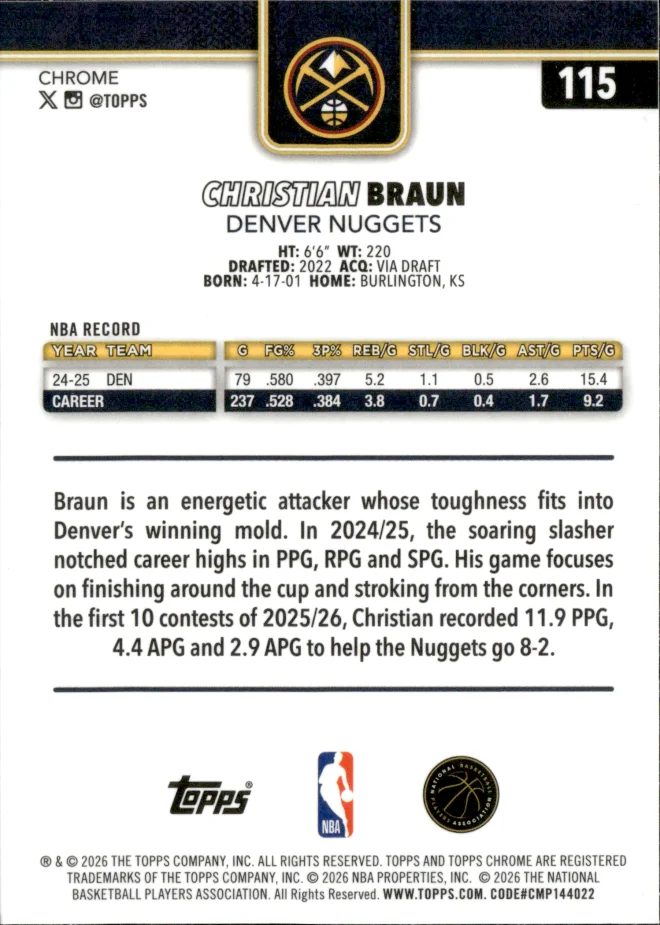 Christian Braun card back