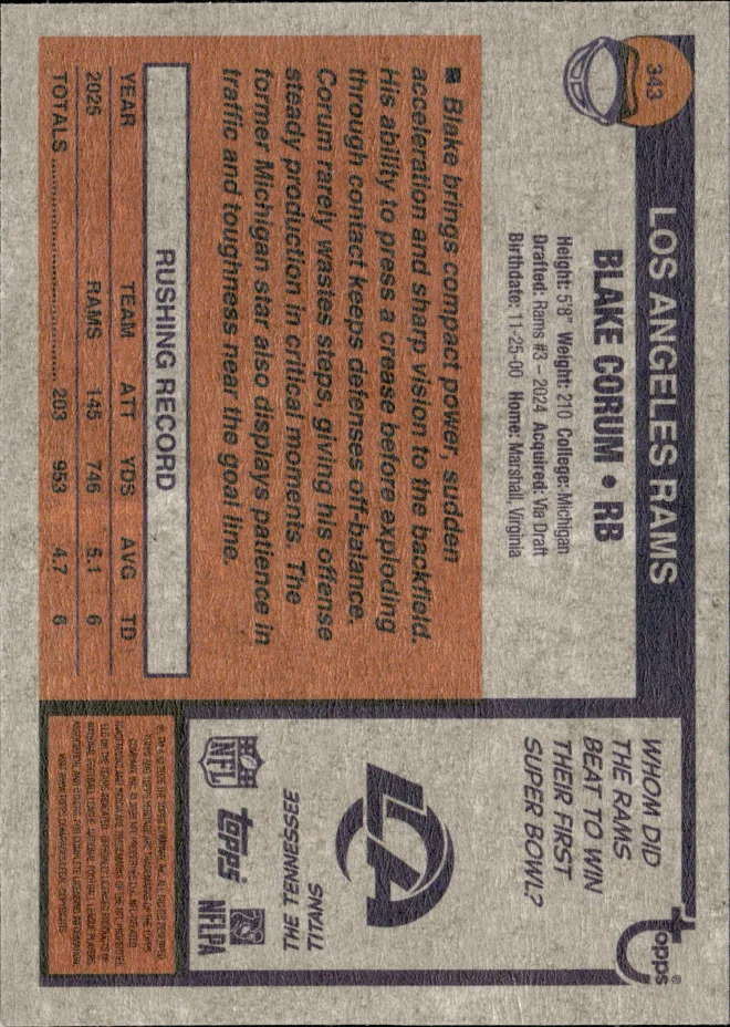 Blake Corum card back