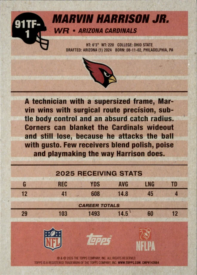 Marvin Harrison Jr. card back