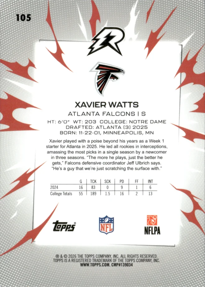 Xavier Watts card back