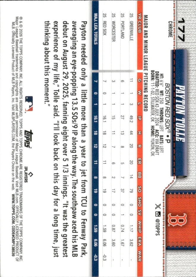 Payton Tolle card back