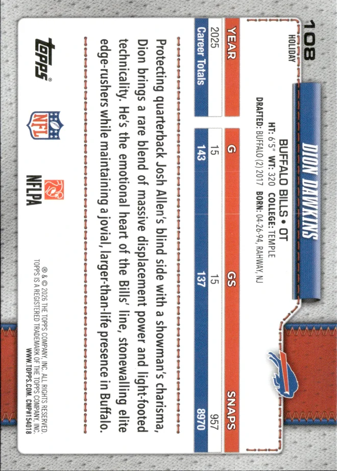Dion Dawkins card back