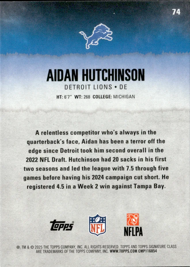 Aidan Hutchinson card back