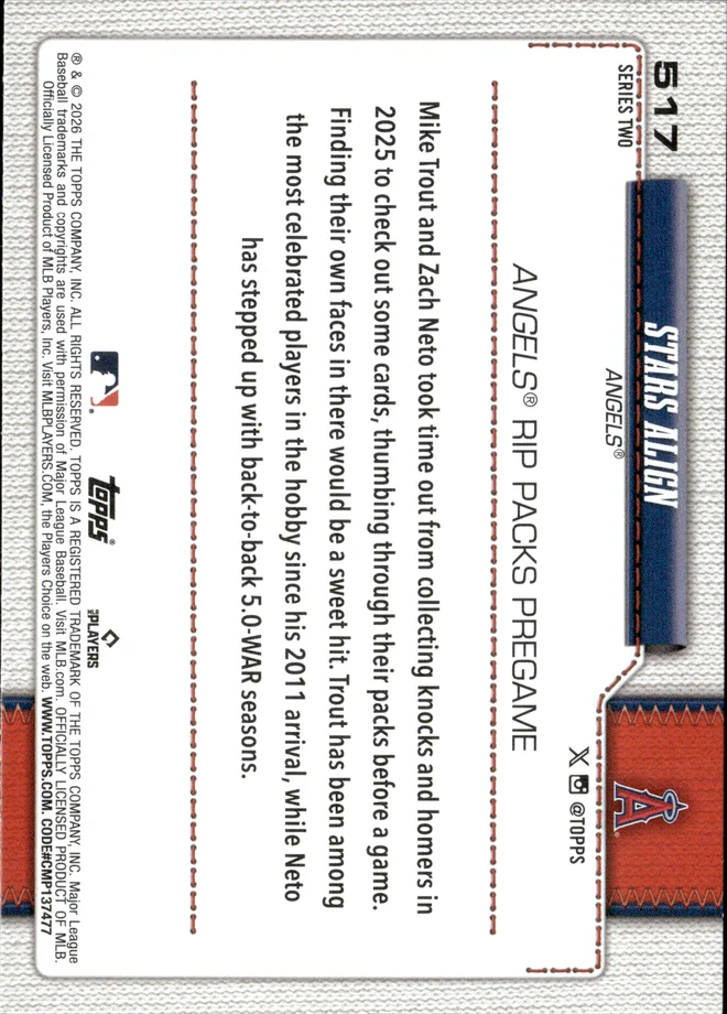 Mike Trout & Zach Neto card back