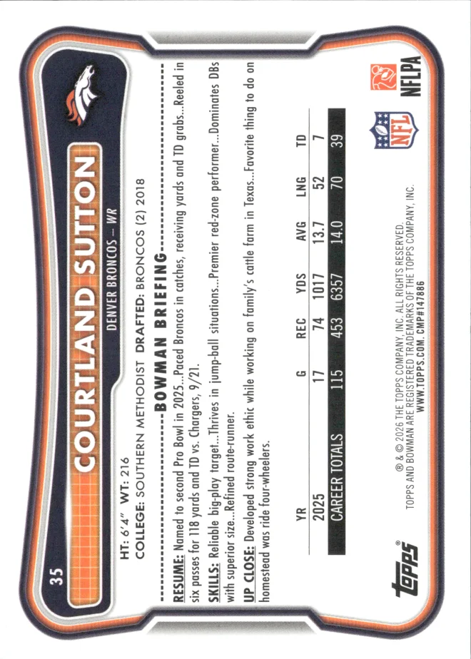 Courtland Sutton card back