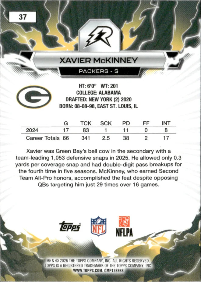 Xavier McKinney card back