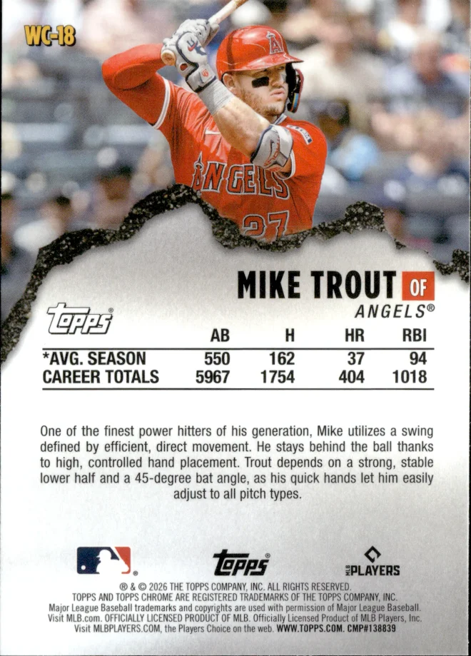 Mike Trout card back