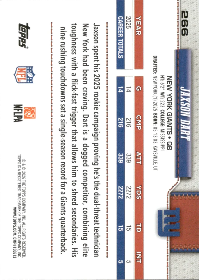 Jaxson Dart card back