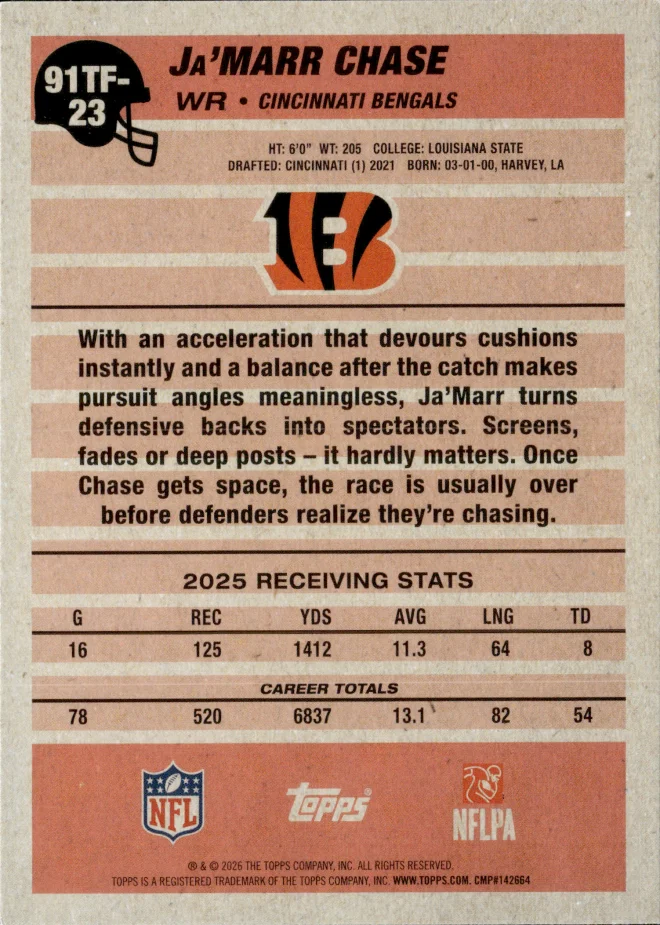 Ja'Marr Chase card back