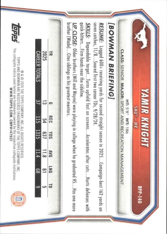 Yamir Knight card back