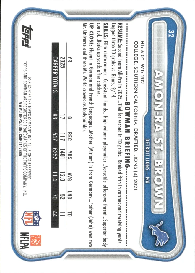 Amon-Ra St. Brown card back
