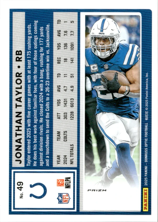 Jonathan Taylor card back