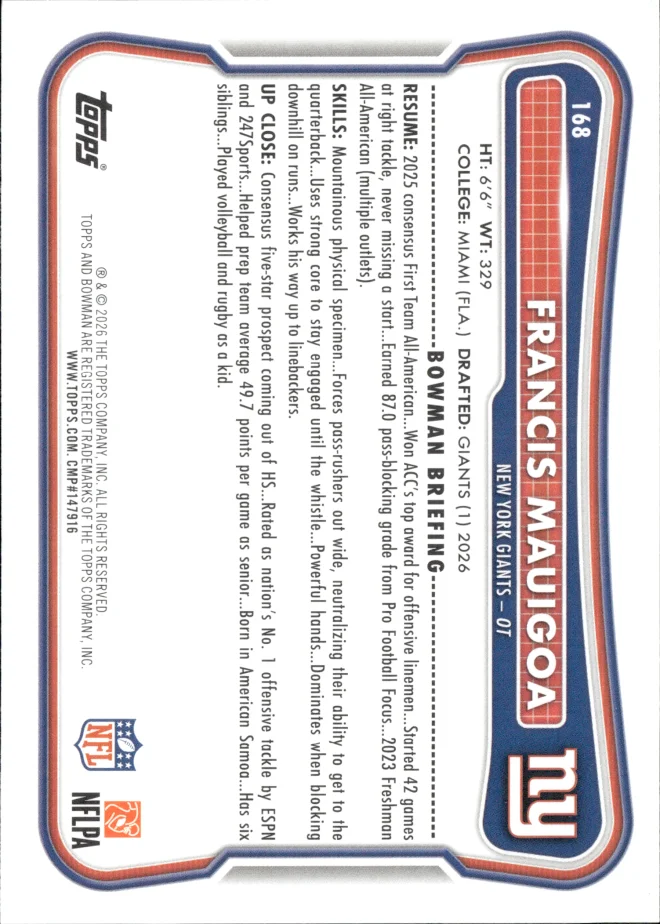 Francis Mauigoa card back