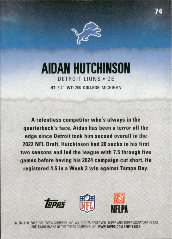 Aidan Hutchinson card back
