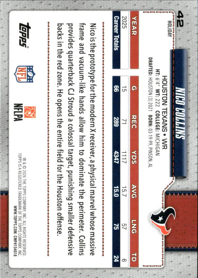 Nico Collins card back