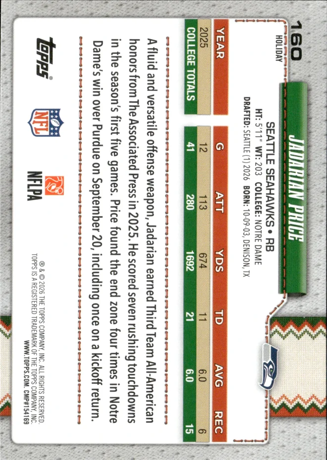 Jadarian Price card back
