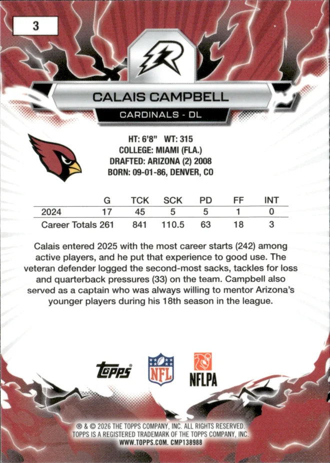 Calais Campbell card back