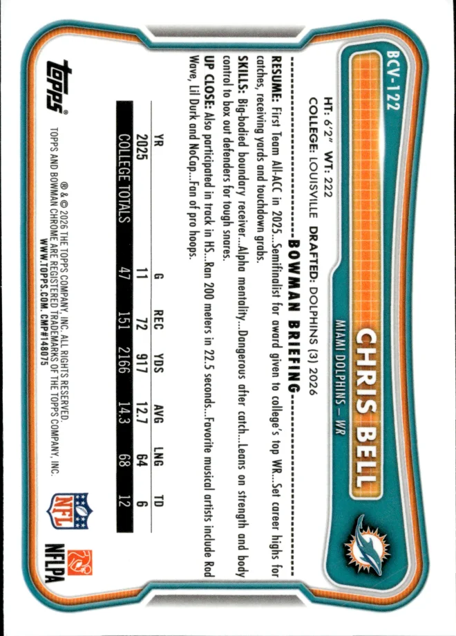 Chris Bell card back