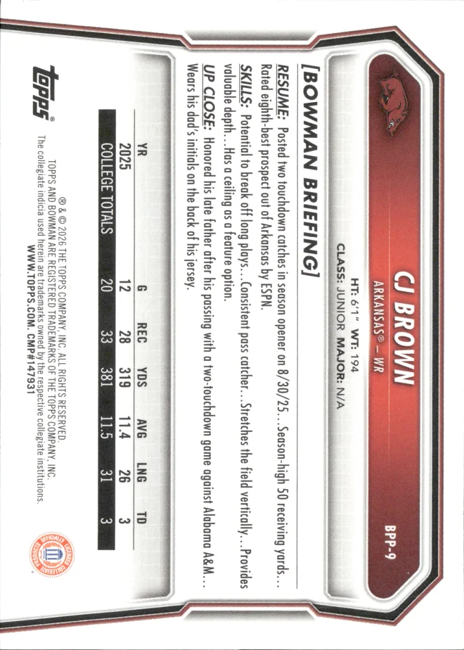 CJ Brown card back