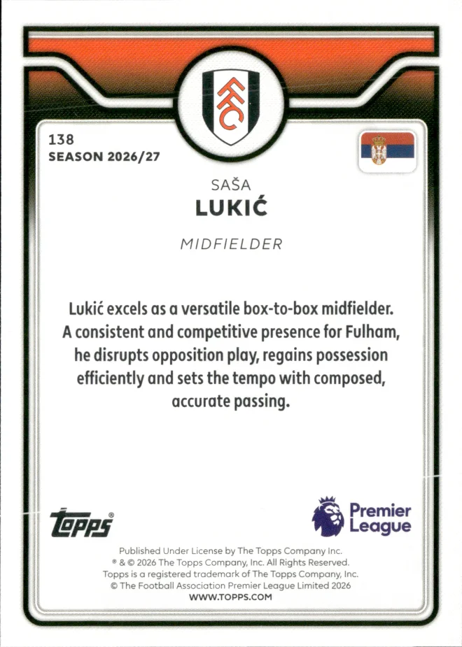 Saša Lukić card back