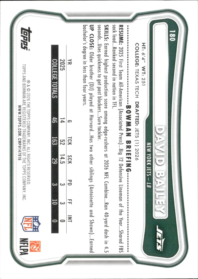 David Bailey card back