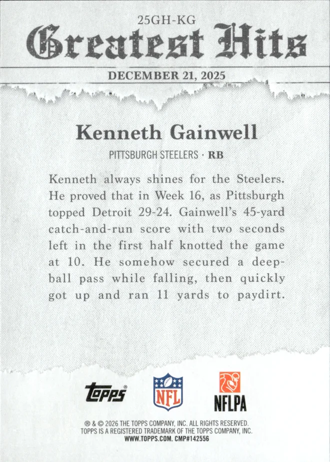 Kenneth Gainwell card back