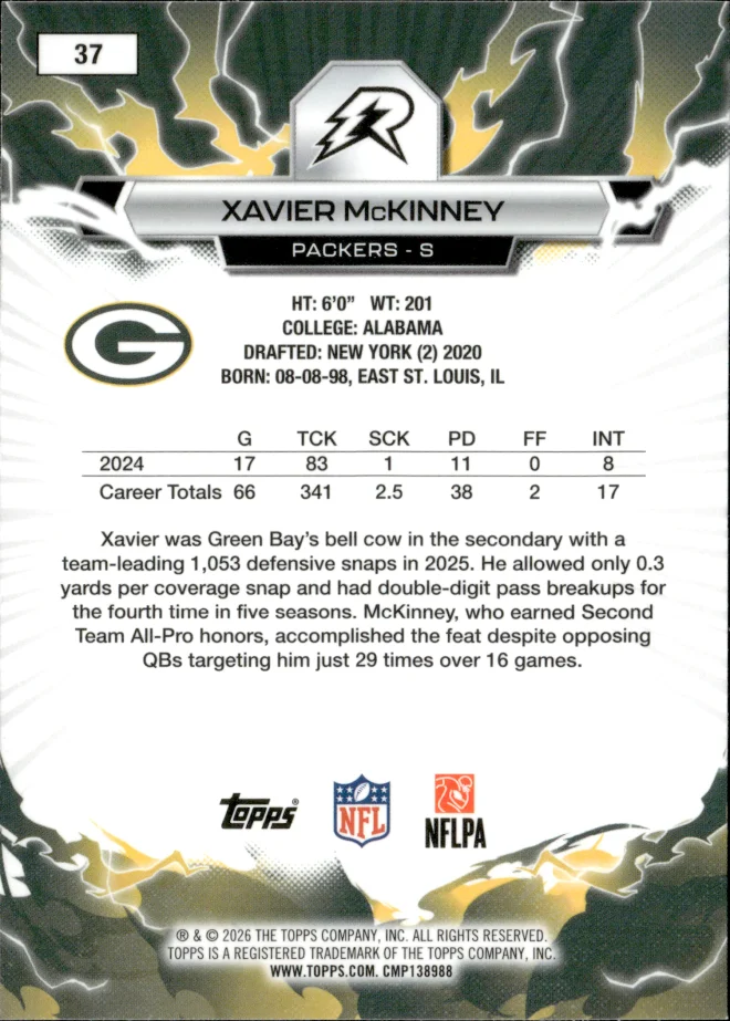 Xavier McKinney card back