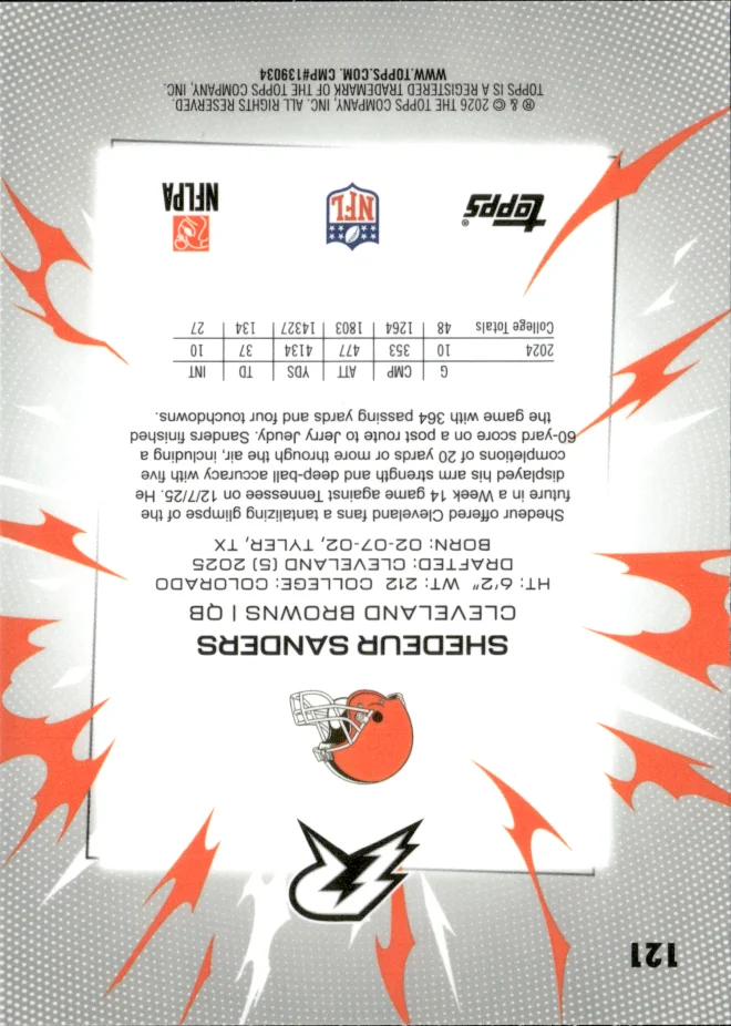 Shedeur Sanders card back