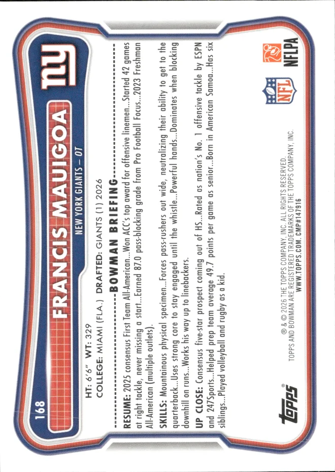 Francis Mauigoa card back
