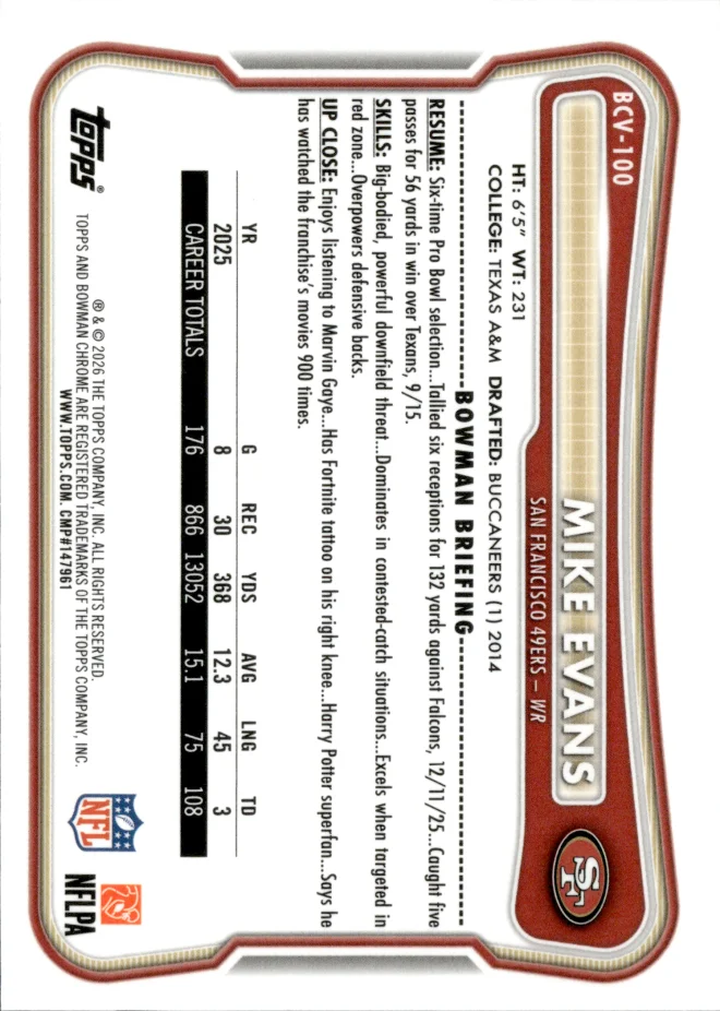Mike Evans card back