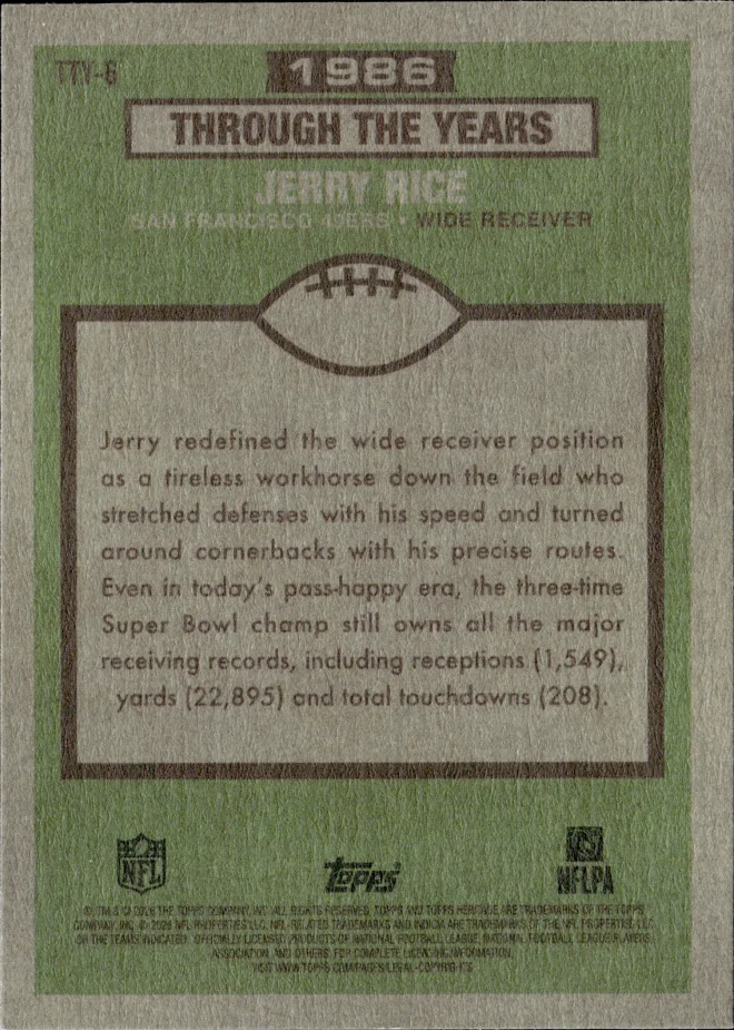 Jerry Rice card back