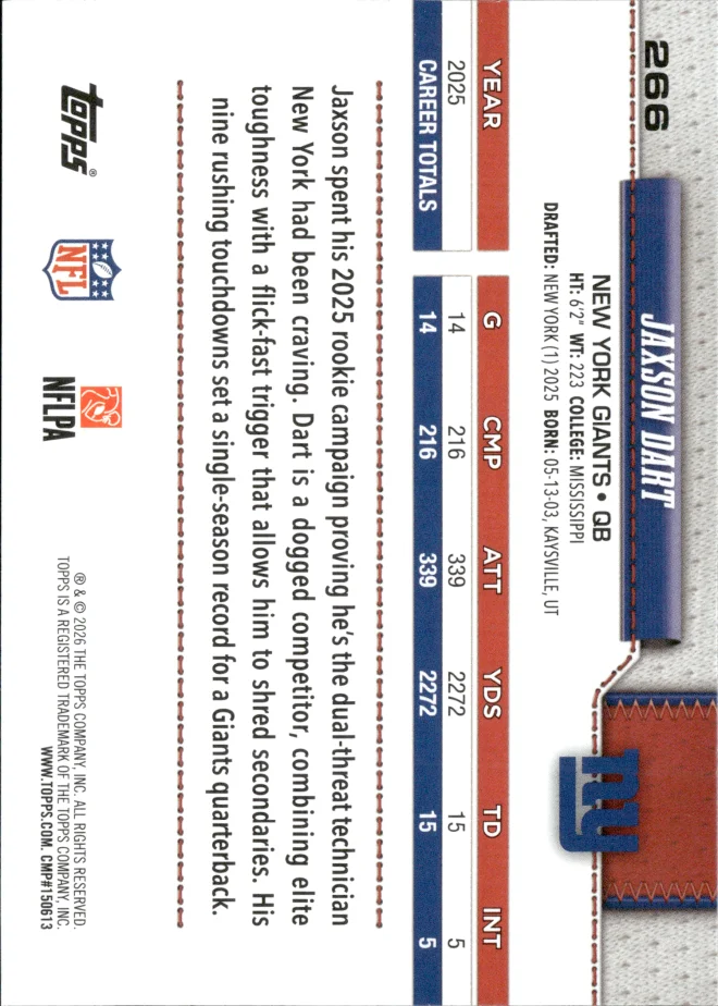 Jaxson Dart card back